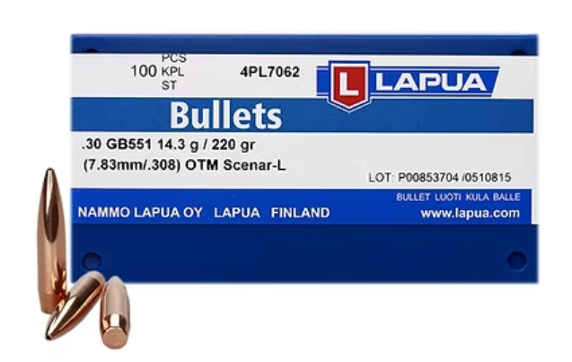 LAPUA .308 220 GR Scenar-L OTM GB551 Bullets (100)
