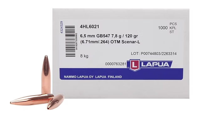 LAPUA 6.5mm 120 GR OTM Scenar-L GB547 Bullets (1000)
