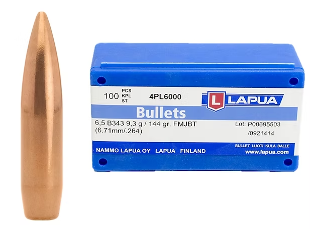 LAPUA 6.5mm 144 GR FMJBT B343 Bullets (100)