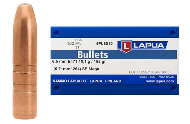 LAPUA 6.5mm 155 GR Mega SP E471 Bullets (100)