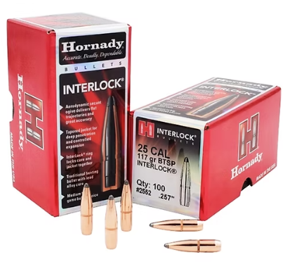 HORNADY 25 Cal .257 117 GR InterLock® BTSP Bullets (100)