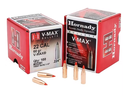 HORNADY .22 Cal .224 60 GR V-MAX® Bullets (100)