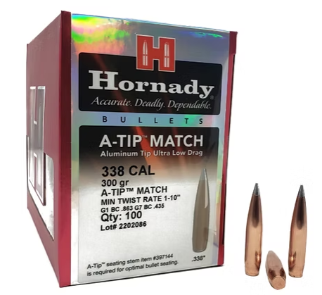 HORNADY 338 Cal .338 300 GR A-Tip® Match Bullets (100)