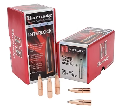 HORNADY 6.5mm .264 129 GR InterLock® SP Bullets (100)