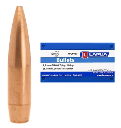 LAPUA 6.5mm 108 GR Scenar OTM Bullets (100)