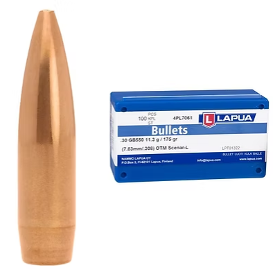 LAPUA .308 175 GR Scenar-L OTM GB550 Bullets (100)