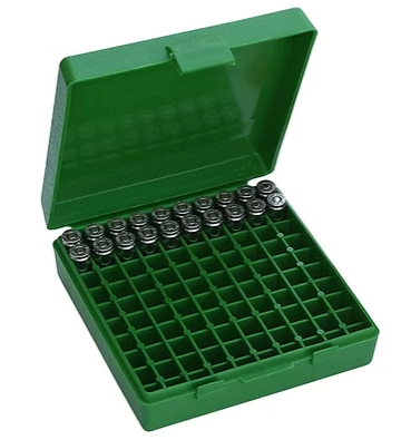 MTM P-100-9 9mm / 380 ACP 100 ROUND Flip-Top Ammo Box (Green)