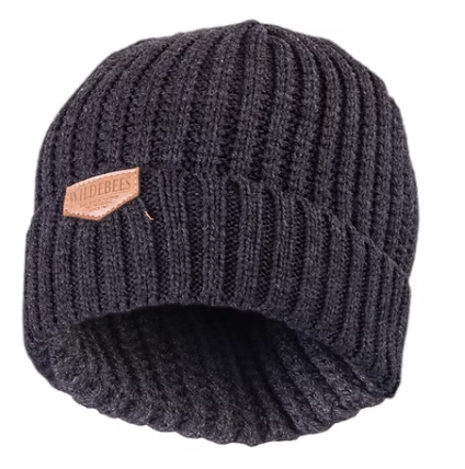 Wildebees Mens Rib Knit Cuffed Beanie Charcoal