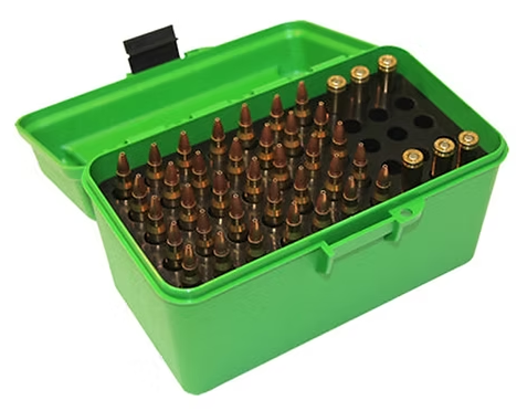 MTM H50-R-MAG 7mm Rem Mag / 300 Win Mag 50 RD Deluxe Ammo Box w/ Handle (Green)