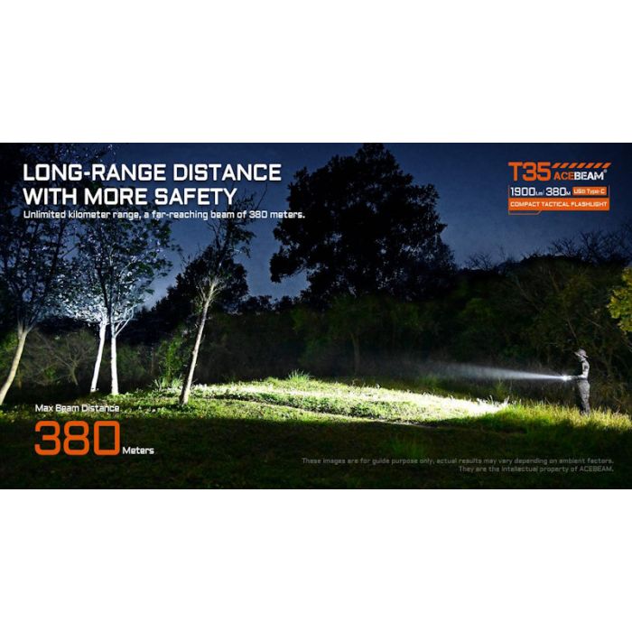 Acebeam T35 Compact Tactical Flashlight - 1900 Lumens, 380m, Green