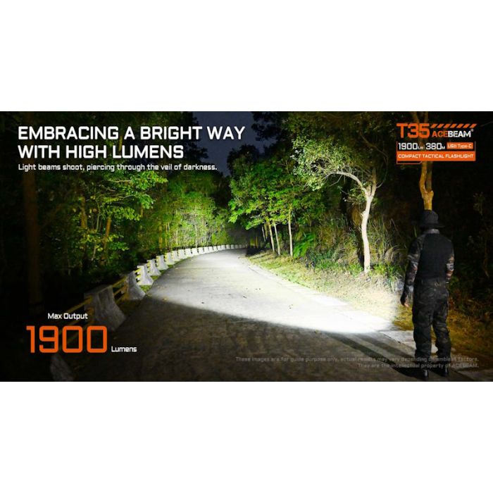 Acebeam T35 Compact Tactical Flashlight - 1900 Lumens, 380m, Green