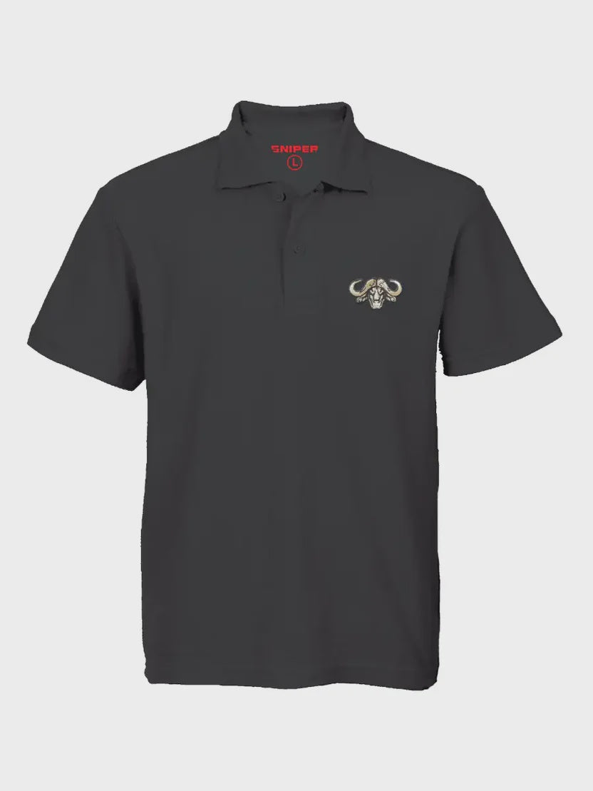 Sniper - Men's Buffalo Logo Short Sleeve Golfer - Black