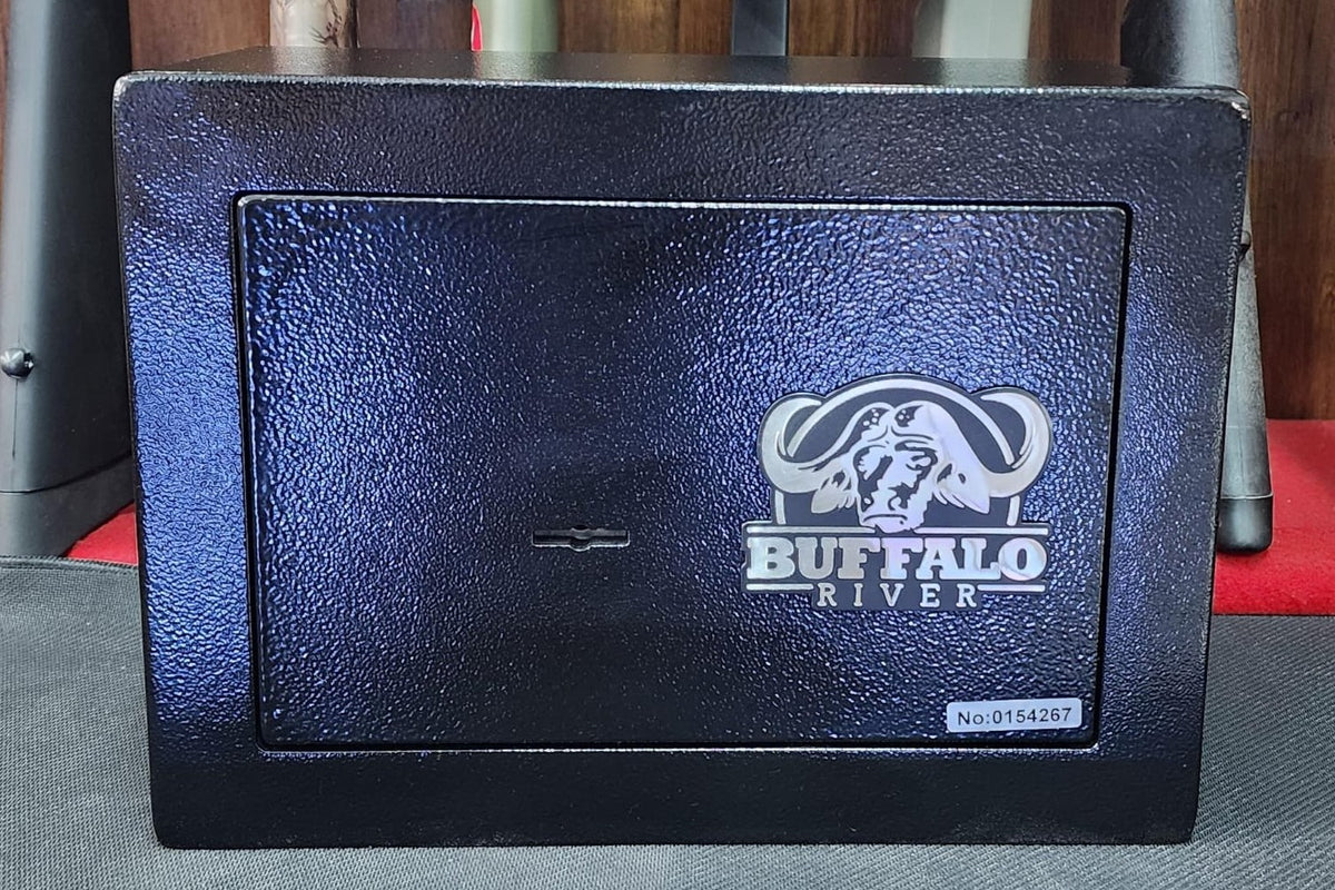 Buffalo River Platinum pistol and ammo safe, closed front view