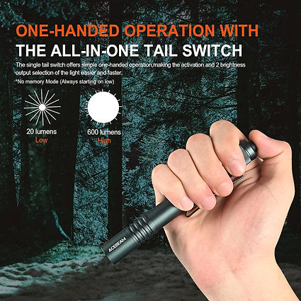 AceBeam Pokelit 2AA EDC Flashlight 600 lumens (Black)